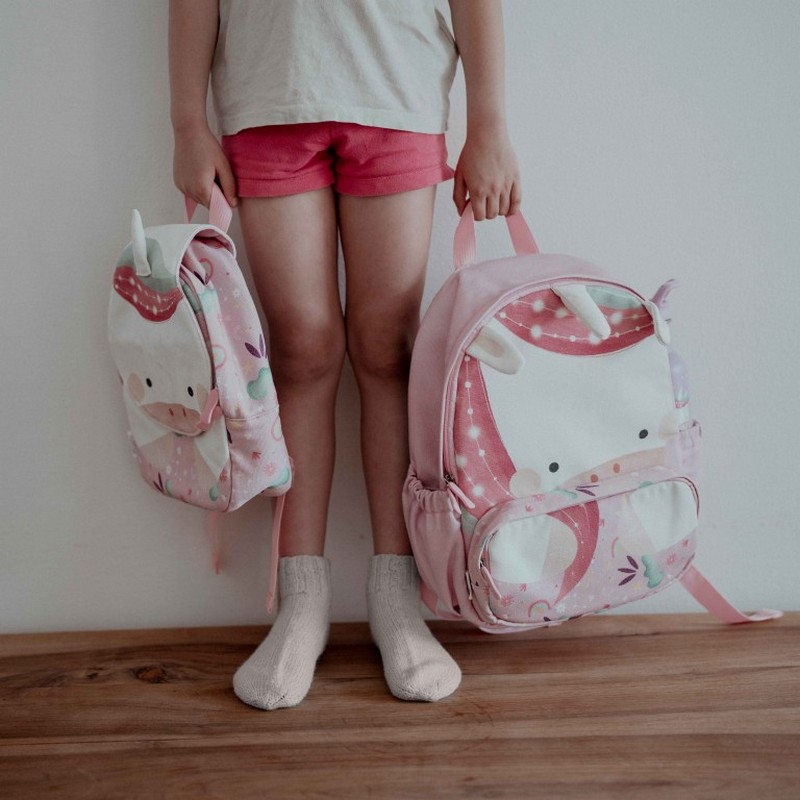 Zaino unicorno per bambini in formato A4 realizzato in cotone